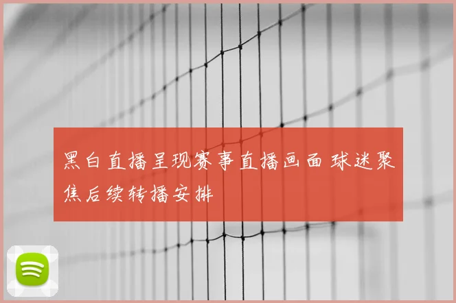 黑白直播呈现赛事直播画面 球迷聚焦后续转播安排